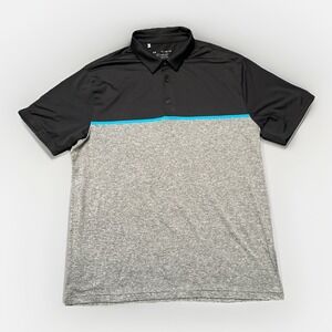 Under Armour Playoff Polo Mens XL Black Gray Performance Golf Athletic Loose
